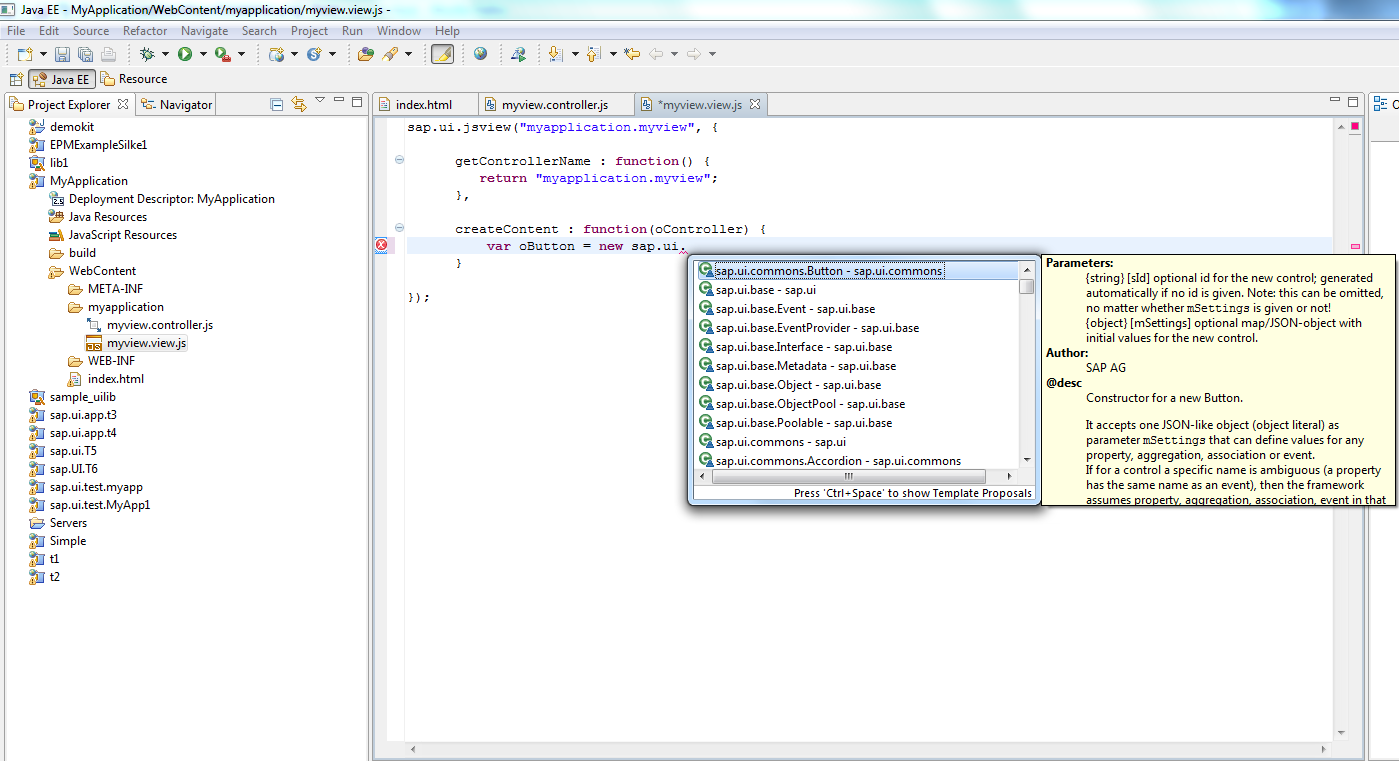 SAPUI5 ApplTools MVC and Code Completion