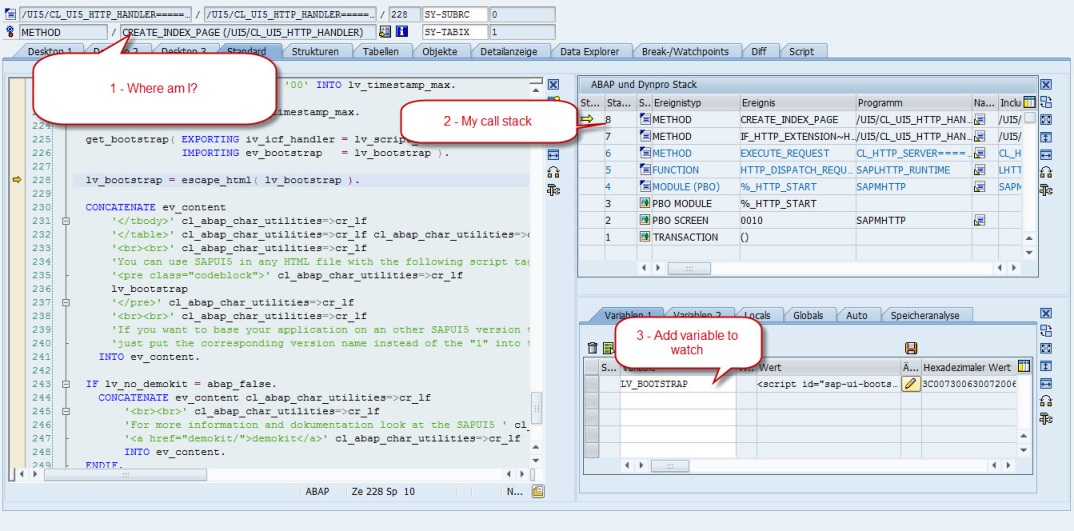 SAPUI5 Troubleshooting ABAP Debugger