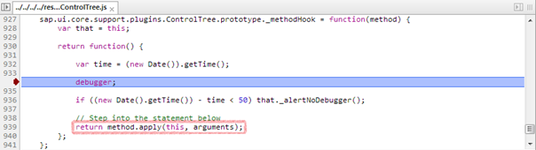 SAPUI5 Diagnostics Debugging a Method
