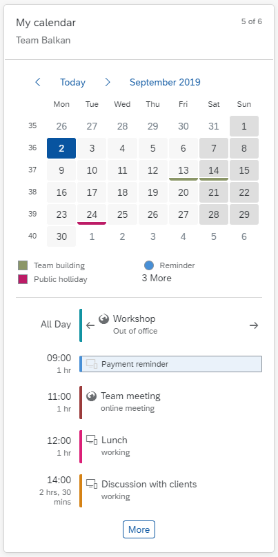 Calendar card